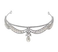 Artibetter Diadema Aleación de Zinc Perlas Artificiales Ligera y Resistente y Decoración de Gemas de Imitación de Novia para Boda y Actuaciones en Escena