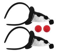 Artibetter Diadema de para Mujer con 4 Sombreros de Felpa Negro y Blanco 2 Narices de Espuma Rojas Accesorios para Disfraz de Carnaval Halloween y Cosplay de Circo