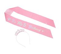 Artibetter Diadema Princesa con Purpurina, Banda de Cumpleaños Rosa para Niña de 5 Años, Correa Hombro y Ligera, Accesorios para Fiesta Infantil de Cumpleaños Temática Princesa