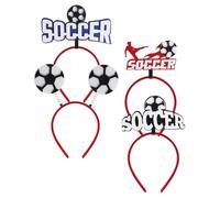 Artibetter Diademas de Fútbol para Animadoras 4 Piezas, Diadema Deportiva Ligera y Cómoda, Accesorios para Fiesta Temática de Fútbol, Sujetacabelos Ajustable Negro y Azul para Partido y