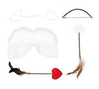 Artibetter Disfraz de alas de ángel, flecha y arco, accesorios: 5 piezas, disfraz de ángel del amor, princesa, juego de rol, regalo de San Valentín, fiesta temática, cosplay