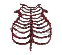 Artibetter Disfraz de esqueleto de terror: Armadura de caja torácica de esqueleto para Halloween - Arnés de pecho realista para cosplay para carnaval de terror, cementerio, rojo