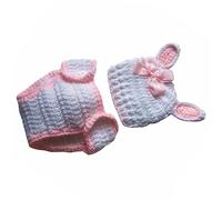 ARTIBETTER Disfraz De Fotografía para Recién Nacido Traje De Punto A Crochet para Bebé Ropa De Fiesta De Pascua para Baby Shower Gorro De Algodón con Pañal Traje De Conejito