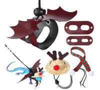 ARTIBETTER Disfraz Navideño para Reptiles y Camaleones Sombrero de Reno Grande, Bufanda Verde y Correa Roja en Tamaños S, M y L para Aventuras al Aire Libre