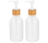 ARTIBETTER Dispensadores de Líquidos 2 Piezas 300 Ml Pet Plástico Mate Bomba de Bambú Color Claro para Champú y Loción, Botellas Rellenables para Baño y Viajes, Dosificadores de Jabón