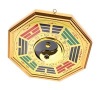 Artibetter Espejo Bagua Feng Shui 19.5 Cm Dorado Ocho Diagramas y Diseño Yin Yang, Espejo Cóncavo y Convexo para Protección y Decoración del Hogar, Colgante Taoísta para Puertas y Oficinas