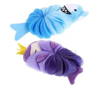 ARTIBETTER Esponjas de Baño para Ñiño 2piezas Diseño de Tiburón y Sirena, Esponjas Exfoliantes Suaves de Malla, Tamaño Compacto, Ideales para Baño Seguro y Divertido
