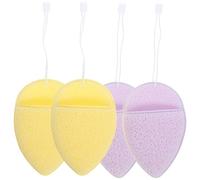 ARTIBETTER Esponjas Faciales Limpiadoras 4 Pcs Forma de Gota para Exfoliación y Desmaquillado, Material Esponja Suave, Colores Morado y Amarillo, Aptas para Cuidado Diario Piel