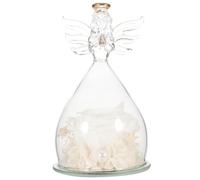 Artibetter Eterno con Cúpula de Ángel de Cristal, Flor Preservada Natural en Adorno Floral con Base Estable, Decoración Artesanal para Regalos Día de San Valentín y Hogar, Pieza Compacta