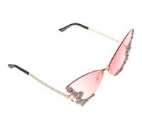 Artibetter Gafas de Sol sin Montura con Diseño de Ala y Detalles de Gemas para Fiesta, Protección Uv, Material Resina y Metal, Ideales para Días Soleados y Actividades al Aire Libre