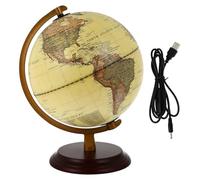 Artibetter Globo Terráqueo Vintage de 20 Cm con Luz LED Usb, Globo Geográfico Retro para Decoración de Escritorio y Material Didáctico de Inglés, Adorno Educativo para Oficina y Hogar