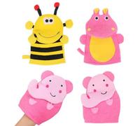 Artibetter Guantes de Baño Limpieza Fuerte de Algodón Compuesto 3 Piezas en Forma de Dibujos Animados y Espuma Abundante Varios estilos para Ñiño para Pequeños Varios estilos
