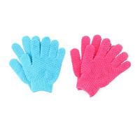ARTIBETTER Guantes Exfoliantes para Ducha 4 Piezas, Diseño Jacquard, Colores Azul Verde y Rosa Fucsia, para Eliminación Profunda de Piel Muerta y Masaje Corporal, Guantes Multiusos para Baño