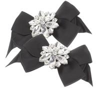 Artibetter Hebillas Lazo y Cristal para Zapatos Mujer Clips Extraíbles para Tacones y Planos Decoración para Bodas y Eventos Elegantes en Negro