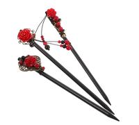 ARTIBETTER Horquillas Chinas de Madera 3 Piezas Borlas para Cabello Largo, Accesorios Cabello Hanfu, Palillos para Moños Estilo Antiguo, Ideales para Eventos Formales y Bodas