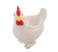 ARTIBETTER Huevera de Cerámica Blanca Forma de Gallina 3d, Soporte para Huevos Pasados por Agua, Taza Decorativa para Desayuno y Cocina, Porta Huevos Vintage para Encimera, 1 Pieza