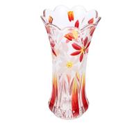 Artibetter Jarrón de Cristal Delicado y Grueso para Flores, Diseño Seguro de Vidrio Rojo Base Plana, Adecuado para Decoración en Hogar o Tienda de Flores