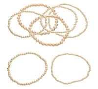 Artibetter Juego de 7 Pulseras Elásticas para Mujer Cuentas Doradas, Conjunto de Pulseras Apilables Bohemias, Joyas de Amistad de Moda para Uso Diario y Fiestas