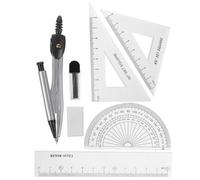 Artibetter Juego de Brújulas con Transportador y Borrador para Dibujo Técnico y Reglas de Metal Adecuado para y Profesores en Matemáticas