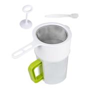 Artibetter Juego de Coladores de Alimentos para Leche de Soja 1,5l Filtro de Malla Fina y Cuchara, Colador Reutilizable Multiusos para Jugo y Yogur, Resistente a Altas Temperaturas, Mango
