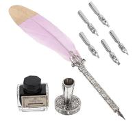Artibetter Juego de Pluma Vintage para Escribir Tintero, Pluma Estilográfica de Acero Elegante y Delicada, Adecuado para Caligrafía y Escritura Creativa