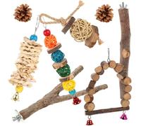 Artibetter Juguete para Morder para Loros y Periquitos Madera de Manzana, Soporte Antideslizante y Accesorios, Adecuado para Jaulas y Ejercicio de Aves Pequeñas Color Color Aleatorio