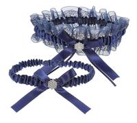 ARTIBETTER Liga de Encaje para Novia Azul Marino, Banda Pierna Ajustable, 2 Piezas para Boda y Fiesta, Ligas Delicadas de Muslo para Mujer, Accesorio Nupcial Elegante y Cómodo
