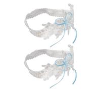 ARTIBETTER Liga para Novia de Boda de Encaje Elástica 2 Piezas Color Claro Lazo Decorativo para Uso Nupcial, Fiesta y Celebración, Accesorios Femeninos para Novia