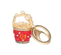 Artibetter Llavero Decorativo Estilo Chino en Forma de Cubo de Oro Rojo Aleación de Aluminio y Cristal, Colgante Creativo y Elegante para Bolso o Obsequio