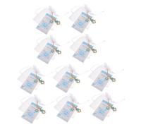 Artibetter Llaveros de Recuerdo Etiquetas de Agradecimiento para Shower 10 Juegos con Huellas en Forma de Corazón y Bolsas de Organza Color para Invitados en Fiesta de Revelación de Género
