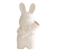 ARTIBETTER Maceta de Cerámica Forma de Conejo Pequeño Jarrón Hidropónico para Plantas y Flores Decoración de Mesa Blanca Maceta Decorativa para Interiores y Oficinas