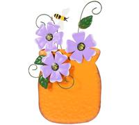 ARTIBETTER Maceta Decorativa de Hierro Pintado para Pared, Colgante Mural Naranja, Adorno Metálico para Jardín, Balcón y Decoración Exterior E Interior, Arte de Pared Resistente y Ornamental