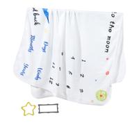 ARTIBETTER Manta para Recién Nacidos de Franela 75X100 CM Números Marcados Juego de 3 Piezas 1 Manta 2 Marcos para Fotos de Ñiño Fondo Fotográfico Multifuncional para Registrar Meses y