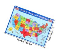 Artibetter Mapa de Estados Unidos Educativo Laminado, Póster de 3 Piezas para Aula y Dormitorio Infantil, Mapas Geográficos Detallados Resistentes al Desgaste, Decoración y Aprendizaje