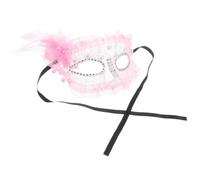 Artibetter Máscara de Encaje Elegante para Mujer con Penacho Rosa de Media Cara, Reutilizable y Versátil para Fiestas Temáticas y Decoraciones de Halloween