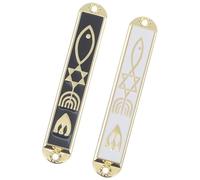 Artibetter Mezuzá de Puerta Judía de Metal Negro y Blanco 2 Piezas de 88 Mm Decoración Religiosa para Hogar Símbolo Sagrado Mezuzá Retro Tradicional para Marco de Puerta