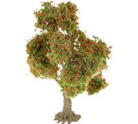 ARTIBETTER Mini Árbol Artificial de 12 Cm con Base para Dioramas, Decoración de Paisajes en Miniatura, Árbol Modelo de Plástico Verde con Flores Rojas para Jardín de Hadas y Micropaisajes