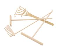 Artibetter Mini Rastrillos de Madera para Feng Shui Juego de 4 para Jardín Zen, Herramientas de Jardinería y Paisaje en Bandeja de Arena para Meditación