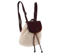 Artibetter Mochila Tejida Cordón para Mujer Diseño Multifuncional de Poliéster Pu Estilo Boho Marrón Gran Capacidad para Uso Diario y Trabajo