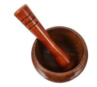 Artibetter Mortero y Pilón de Madera Marrón, Diseño Simple y Redondo, Cómodo de Usar y Fácil de Operar para Cocina y Moler Ajo