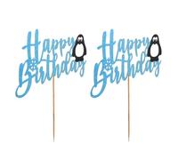 ARTIBETTER Palillos para Pasteles de Cumpleaños Pingüino 2 Piezas, Adornos para Tartas Hechos a Mano, Tarjetas Insertables Delicadas, Accesorios Fotográficos para Fiestas Infantiles,