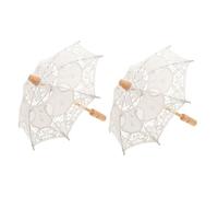 ARTIBETTER Paraguas de Encaje para Novia 2 Piezas Sombrilla de Boda de Algodón Bordada Color Marfil Radio 15 CM Accesorio Elegante para Fotos de Boda y Festivales