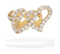 Artibetter Parrilla de Cobre Doble Corazón de Circonita, Tapa de Diente Dorada para Mujer y Hombre, Accesorios de Joyería para Fiestas y Disfraces, Joya Hip Hop Cómoda y Llamativa