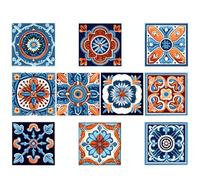 Artibetter Pegatinas de Azulejos Autoadhesivas Fáciles de Usar y Versátiles para Baño y Cocina, 10piezas de Pvc Diseño Marroquí para Renovar Paredes y Muebles