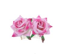 Artibetter Peineta de Tela Doble Rosa para Cabello, Accesorio Floral Elegante y Fácil de Usar, Adecuado para Bodas y Fiestas Temáticas Tropicales