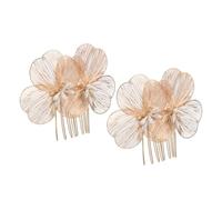 Artibetter Peinetas con Diseño de Flores Doradas para Novia y Dama de Corte, 2 Piezas de Aleación de Zinc con Perlas Simuladas, Estilo Vintage Elegante para Fiestas y Bodas