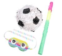 ARTIBETTER Piñata de Fútbol 3 Piezas para Fiesta de Cumpleaños Infantil, Piñata Tradicional de Papel con Palo Divertido y Cubreojos, Decoración Temática para Juegos y Celebración