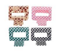 Artibetter Pinzas el Cabello de Mujer Diseño de Cuadros en Negro y Blanco Pack de 4 Piezas Material Acetato Forma de Garra Cómodas y Resistentes para Uso Diario
