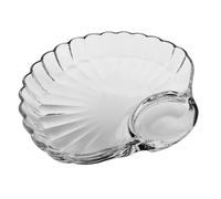 Artibetter Plato con Compartimento para Salsa, Plato Dividido de Vidrio con Diseño de Concha, para Sushi y Patatas Fritas, Restaurantes y Bodas Reutilizable