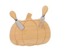 Artibetter Platos De Queso y Calabaza Bandeja De Embutidos De Bambú con Forma De Calabaza Tabla De Quesos Otoñales con Cuchillo y Tenedor para Servir Halloween y Acción De Gracias